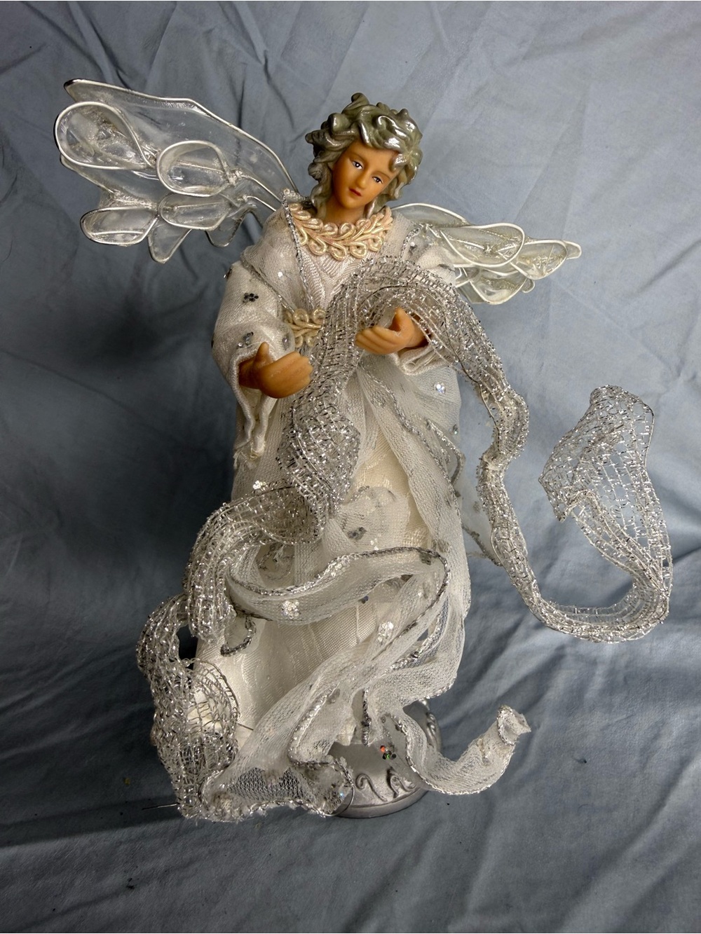 🔥2 for $10🔥Dan Dee Collectors Choice Silver-White Angel Christmas Vintage ~8